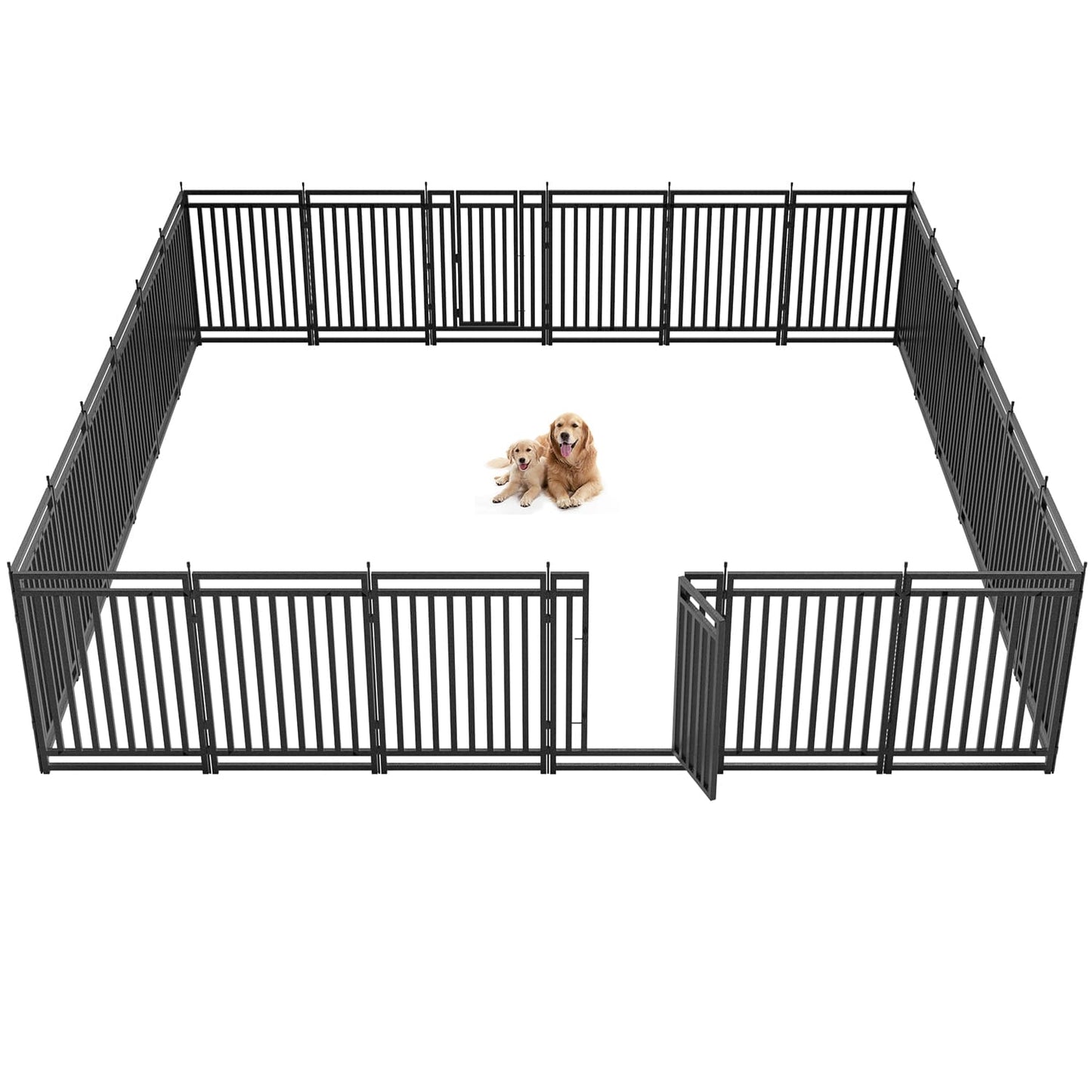 Petorldog Dog Playpen,32"/40" H, 8/16/24/32 Panels，Foldable Metal dog fence outdoor for yard,Camping & RV (Black/Silver) - Petorldog