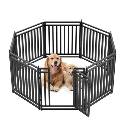 Petorldog Dog Playpen,32"/40" H, 8/16/24/32 Panels，Foldable Metal dog fence outdoor for yard,Camping & RV (Black/Silver) - Petorldog