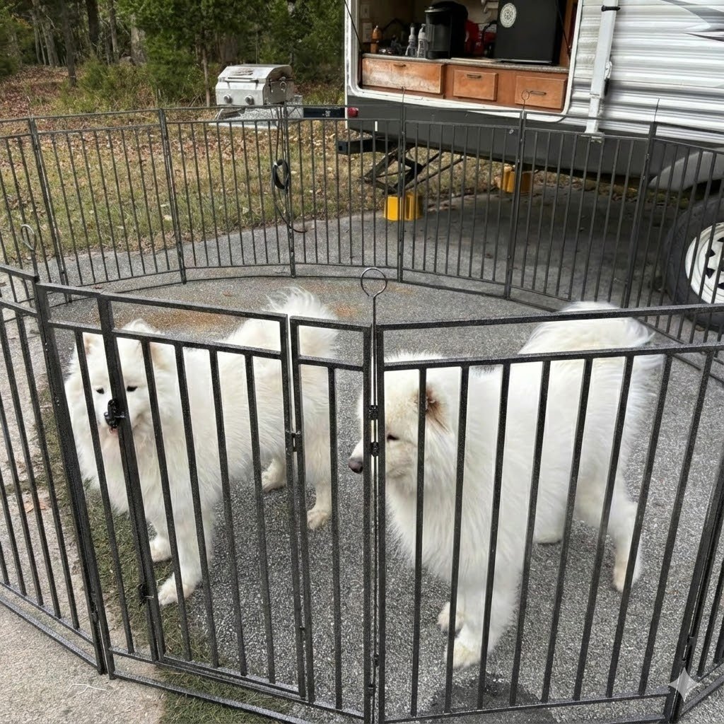 Petorldog Foldable Dog Playpen, Available in 32" / 40" Heights with Multiple Panel Options, Ideal for Yards, Outdoor Camping, and RV Use, Suitable for Dogs of All Sizes (Black/Silver). - Petorldog
