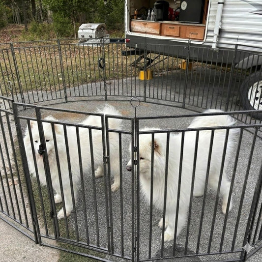 Petorldog Foldable Dog Playpen, Available in 32" / 40" Heights with Multiple Panel Options, Ideal for Yards, Outdoor Camping, and RV Use, Suitable for Dogs of All Sizes (Black/Silver). - Petorldog