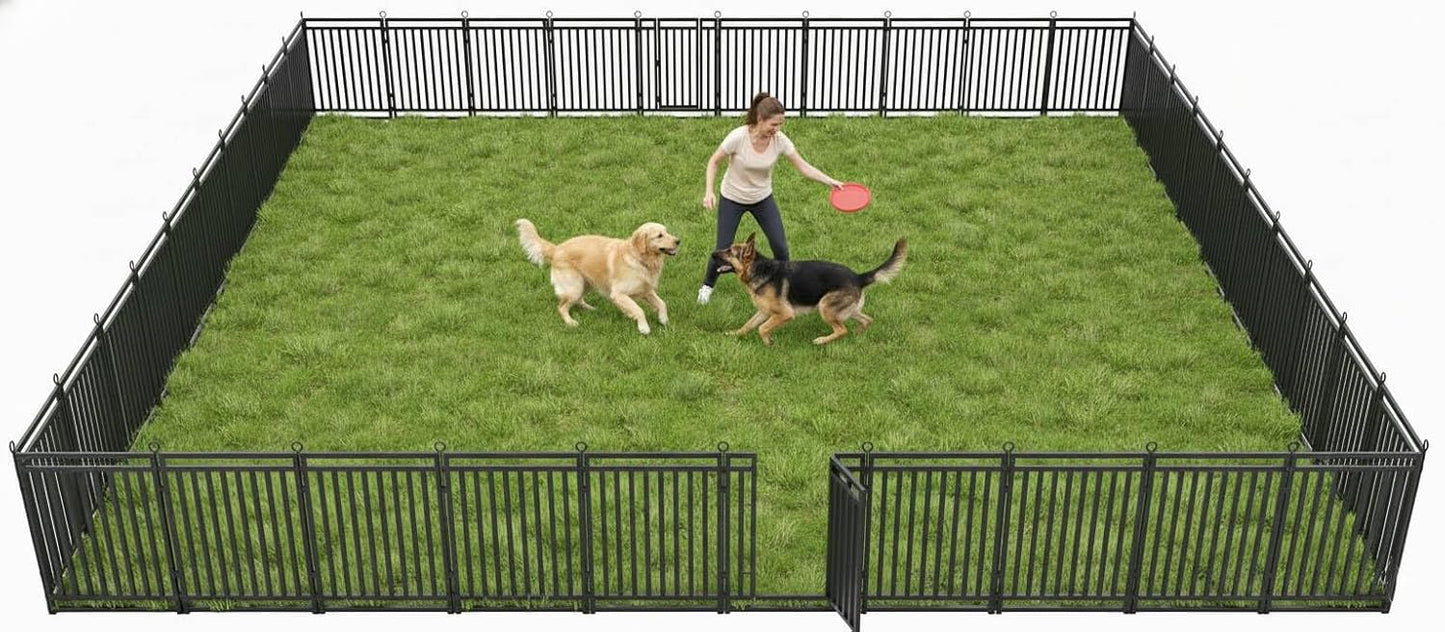 Petorldog Portable Foldable Metal Playpen, Available in 32" and 40" Heights with 8–32 Interlockable Panels, Suitable for Dogs of Various Sizes and Perfect for Yards, RVs, and Outdoor Camping (Black/Silver). - Petorldog