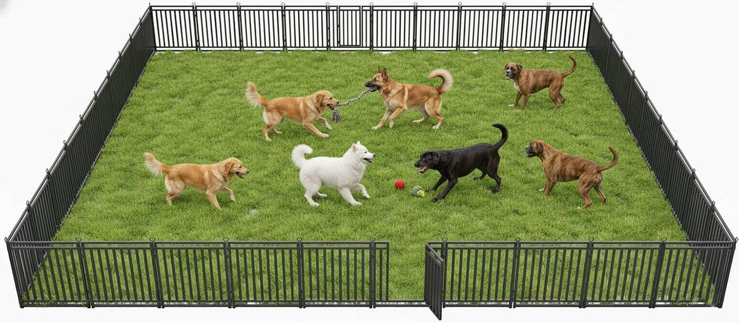 Petorldog Portable Foldable Metal Playpen, Available in 32" and 40" Heights with 8–32 Interlockable Panels, Suitable for Dogs of Various Sizes and Perfect for Yards, RVs, and Outdoor Camping (Black/Silver). - Petorldog