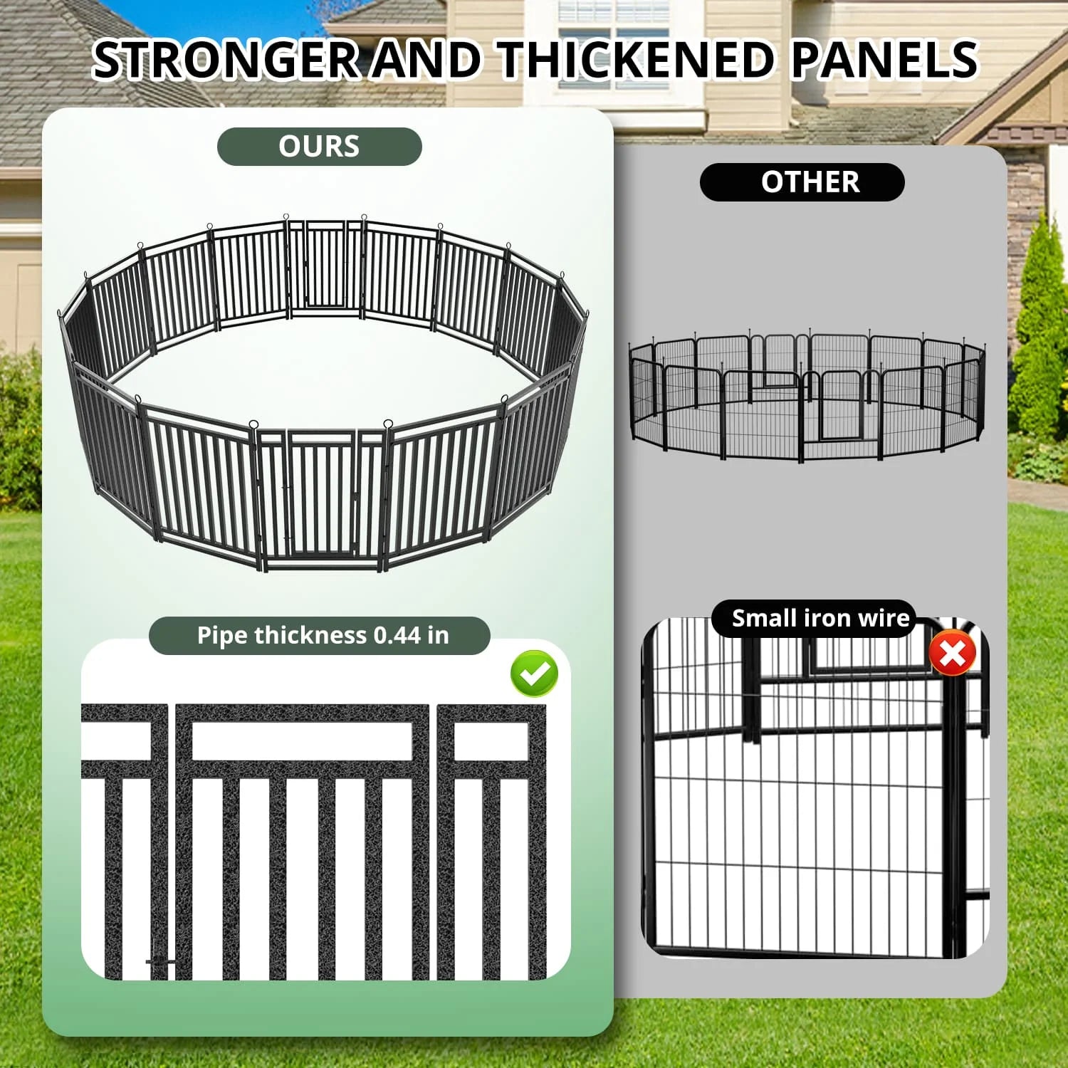Petorldog Portable Foldable Metal Playpen, Available in 32" and 40" Heights with 8–32 Interlockable Panels, Suitable for Dogs of Various Sizes and Perfect for Yards, RVs, and Outdoor Camping (Black/Silver). - Petorldog