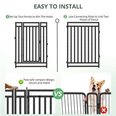 Petorldog Portable Foldable Metal Playpen, Available in 32" and 40" Heights with 8–32 Interlockable Panels, Suitable for Dogs of Various Sizes and Perfect for Yards, RVs, and Outdoor Camping (Black/Silver). - Petorldog
